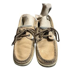Sperry Top-Sider Boat Shoes Kids Size 2M Tan Leather Lace‎ Up Casual